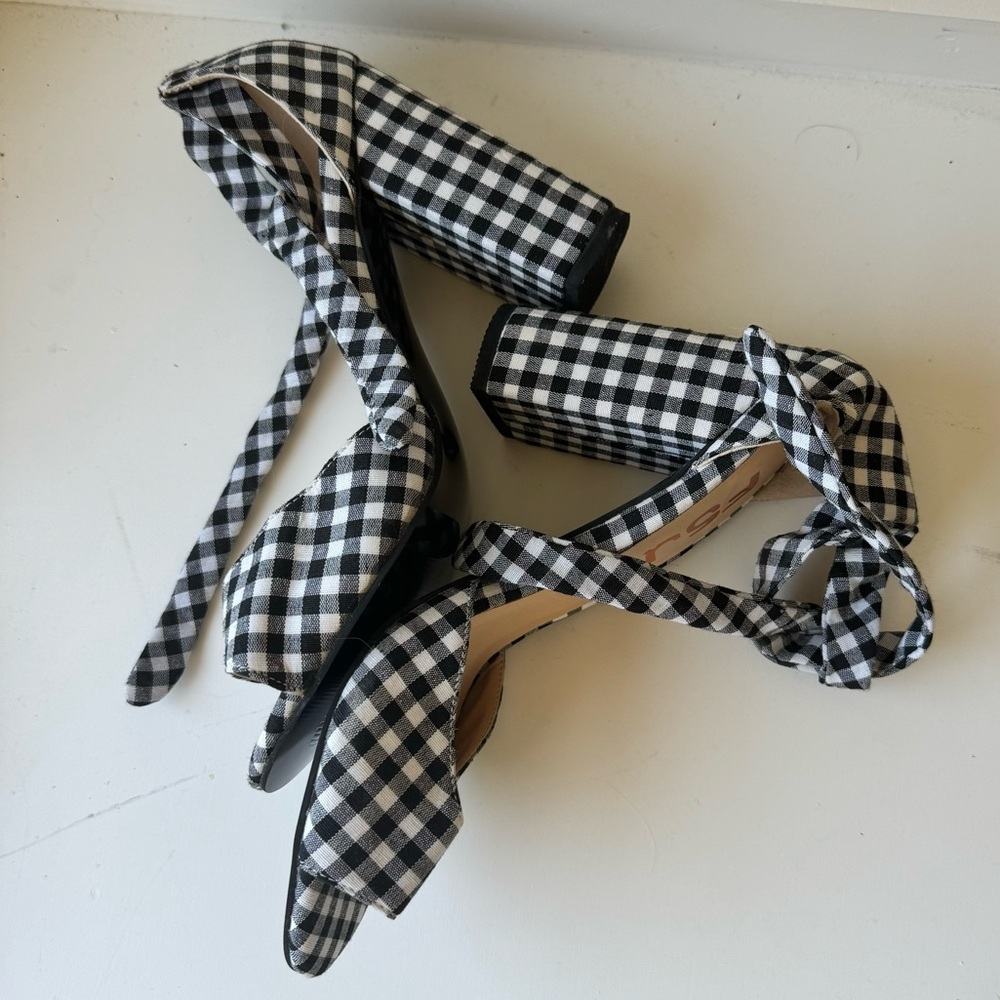 Gingham Tie Heels FSJ Size 7.5